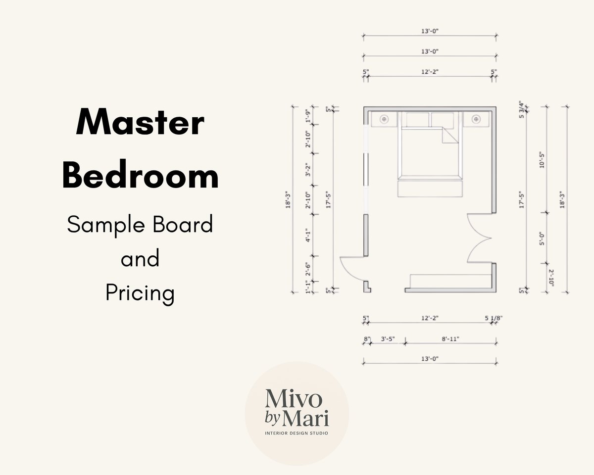 Dimensioned master bedroom plan